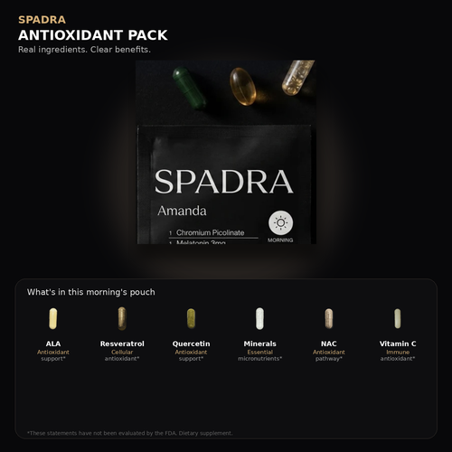 SPADRA Antioxidant Pack — Amanda packet with real ingredients