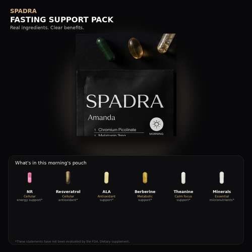 SPADRA Fasting Support Pack — Amanda packet with real ingredients