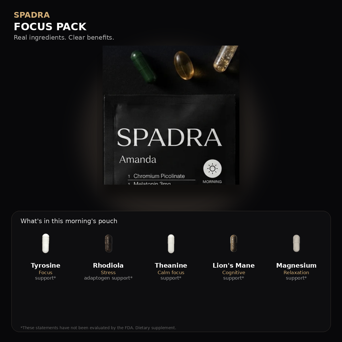 SPADRA Focus Pack — Amanda packet with real ingredients