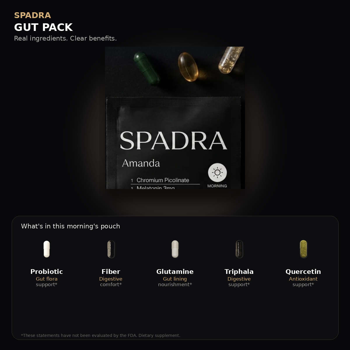SPADRA Gut Pack — Amanda packet with real ingredients
