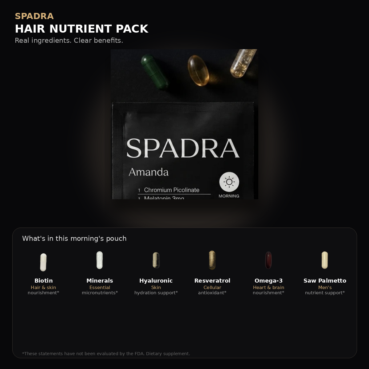 SPADRA Hair Nutrient Pack — Amanda packet with real ingredients