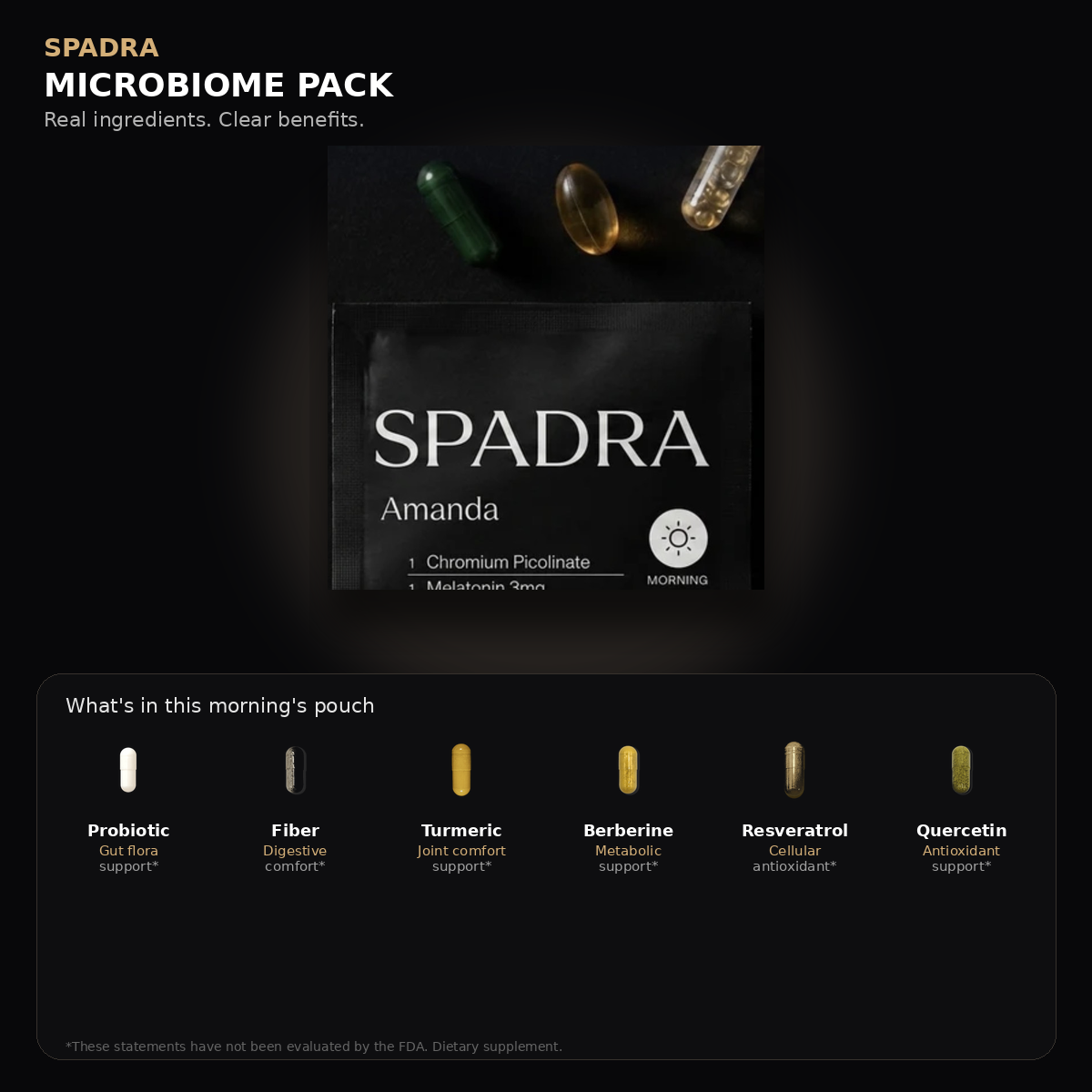 SPADRA Microbiome Pack — Amanda packet with real ingredients