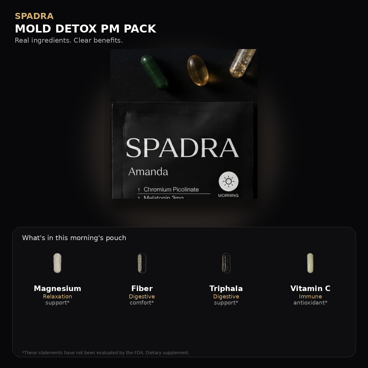 SPADRA Mold Detox PM Pack — Amanda packet with real ingredients