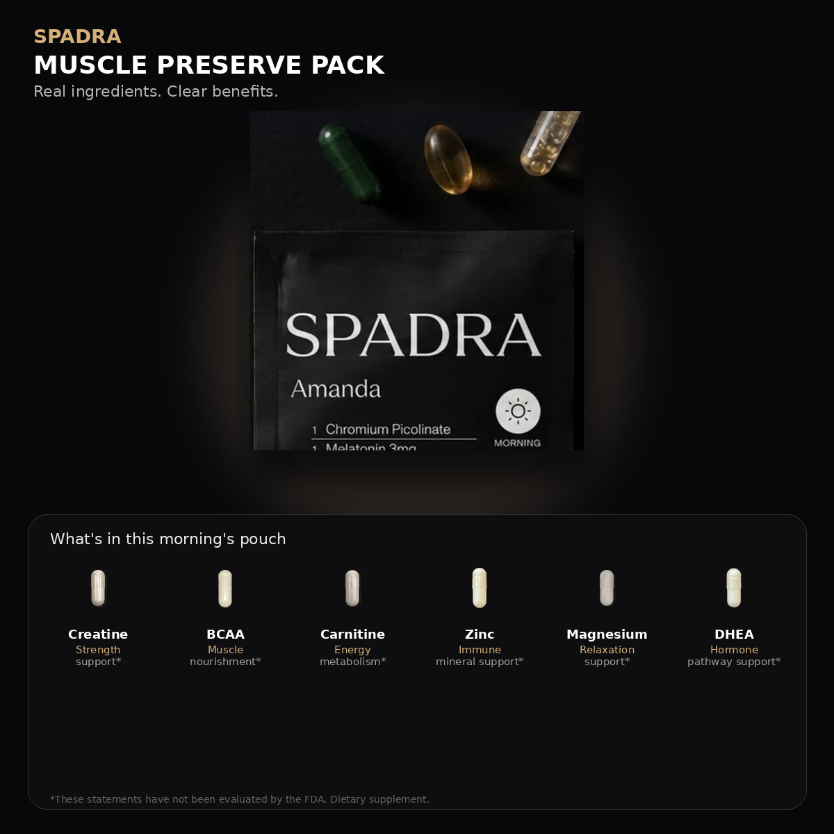 SPADRA Muscle Preserve Pack — Amanda packet with real ingredients