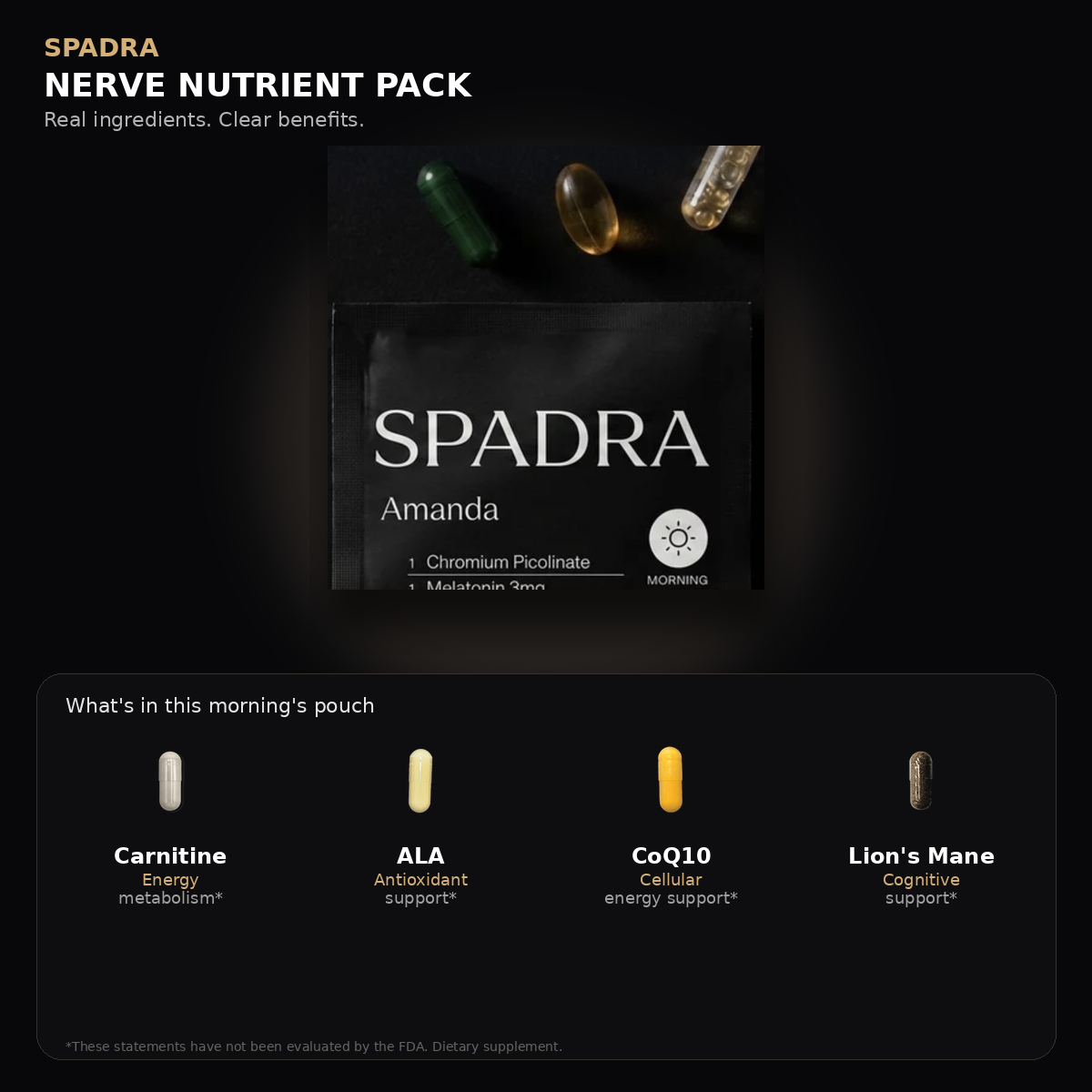 SPADRA Nerve Nutrient Pack — Amanda packet with real ingredients