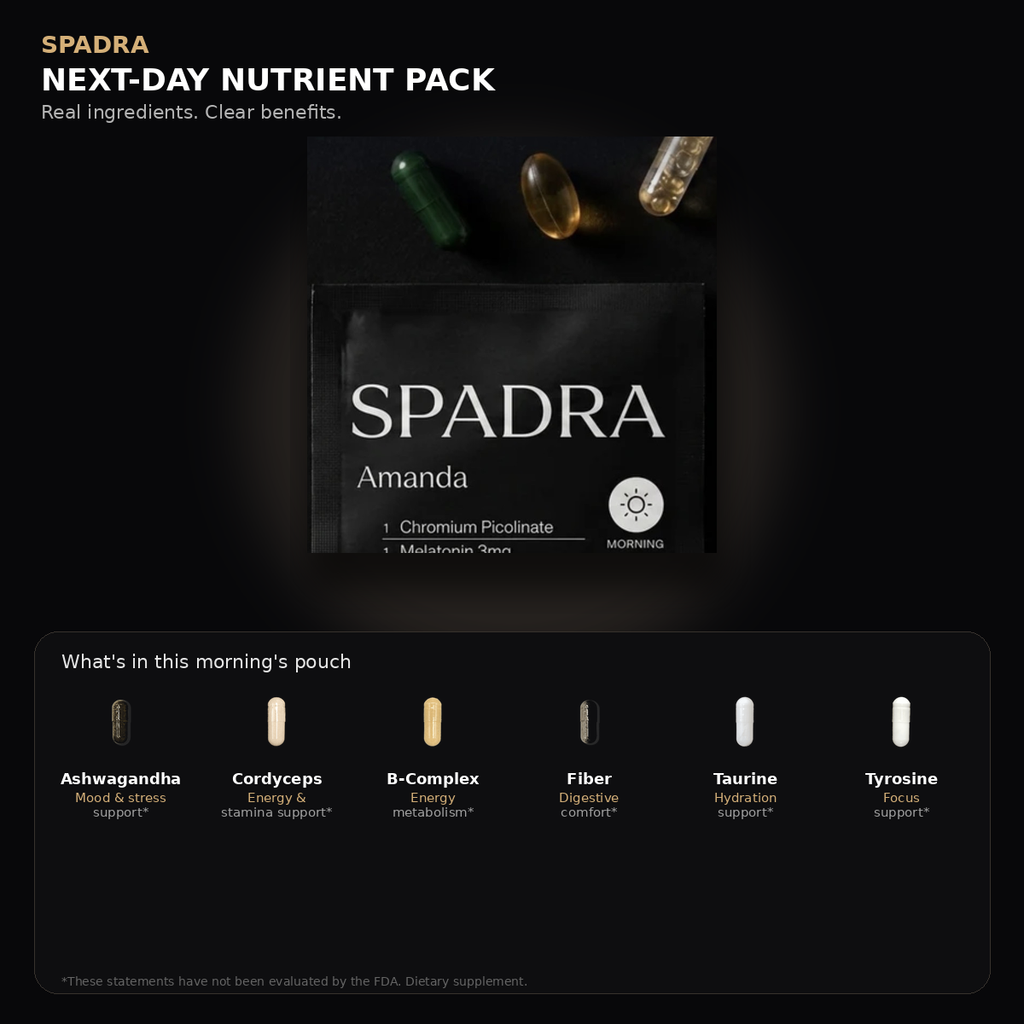 SPADRA Next-Day Nutrient Pack — Amanda packet with real ingredients