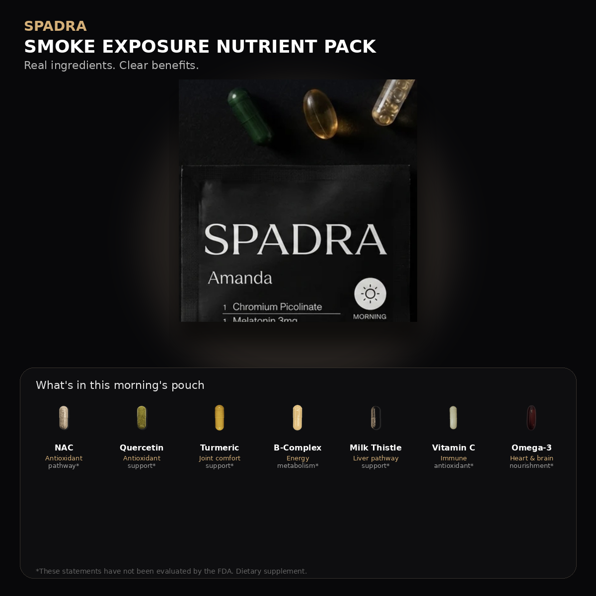 SPADRA Smoke Exposure Nutrient Pack — Amanda packet with real ingredients