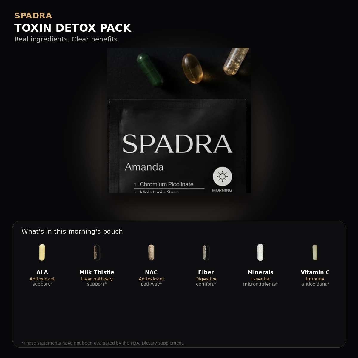 SPADRA Toxin Detox Pack — Amanda packet with real ingredients
